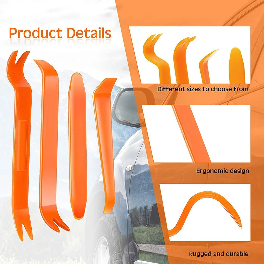 Car Trim Removal Tool Kit — 4-Piece Panel & Clip Puller Set
