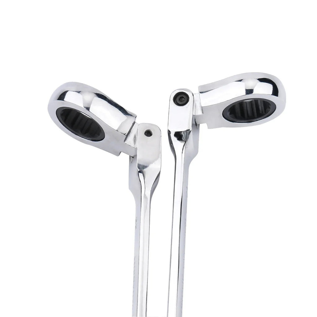 72-Tooth Ratchet Spanner — Flexible Head Wrench, 6–27mm Mirror Finish